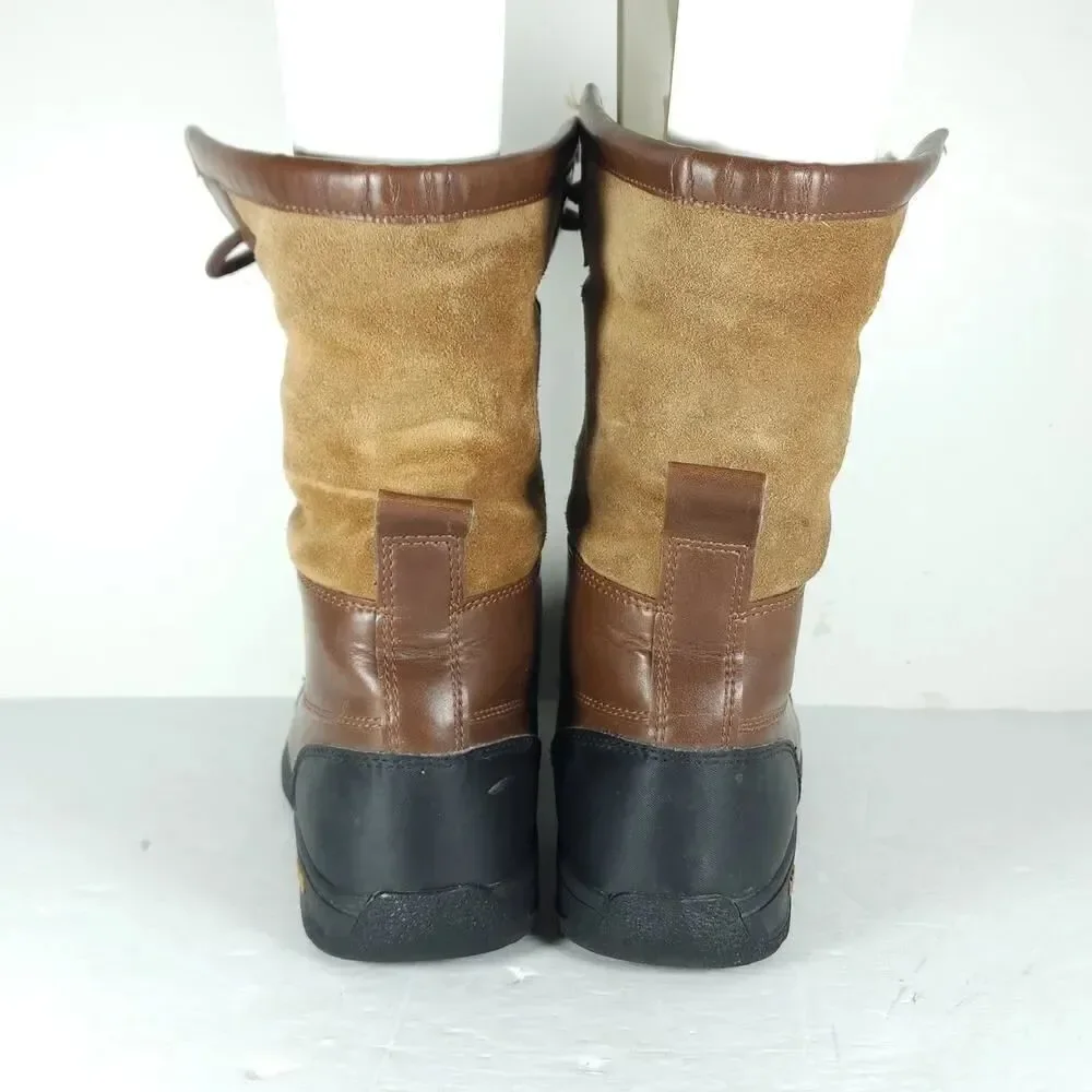 UGG Butte Il Youth US6 /W US7 Brown Leather Sheepskin Lined Lace Up Winter Boots